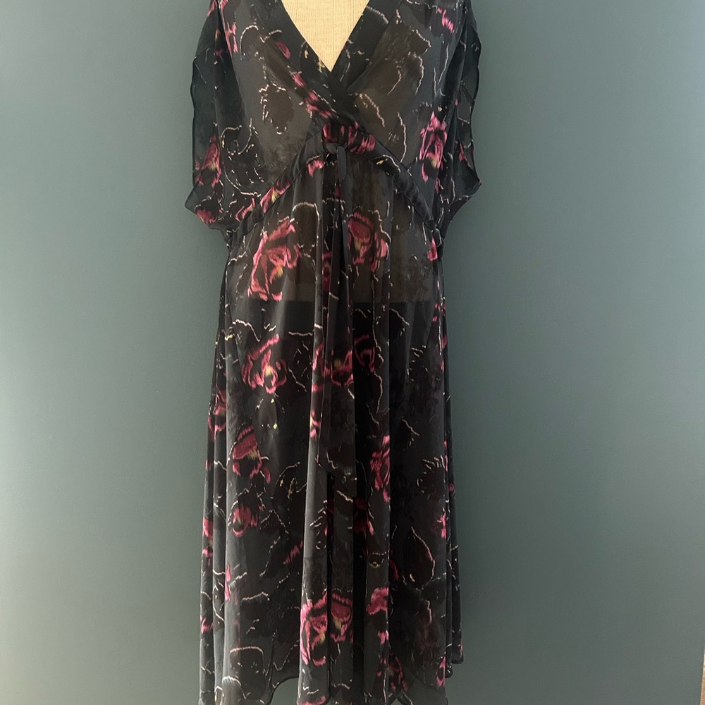 All Saints Black and Pink Floral Dress